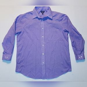 Croft And Barrow Men's Button Up Size 16 1/2 Purple Long Sleeve Broadcloth
